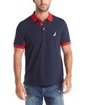 Nautica Men's Classic Fit Short Sleeve Performance Pique Polo Shirt, Navy, XL