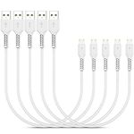 Short Micro USB Cable, PEAKLIFT 30cm 5Pack Fast Charging Cable 0.3m Micro USB Charger Lead Android Cable Compatible with Samsung Galaxy S7 S6 S5, Nexus, LG, PS4, HTC, Motorola, Kindle and More (White)