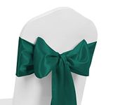 Satin Chair Sash WIDER FULLER BOWS Chair Sashes Bow Back Tie Ribbon Wedding Banquet Decoration (Hunter Green, 50)