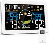 Brataste Weather Station Wireless Indoor Outdoor, Digital Thermometer, 7.5''VA Display Home Weather Stations, Accurate Temperature Humidity Gauge with Weather Forecast, Atomic Clock,White