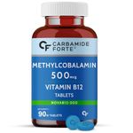 Carbamide Forte Vitamin B12 Supplements 500 mcg - Methylcobalamin B12 Vitamin Tablets for Men & Women - 90 Veg Tablets