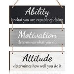 Office Wall Decor Inspirational Rustic Wall Decor Office Decor Motivational Wall Plaques with Sayings Wooden Wall Hangings Ability Sign Bathroom Decor for Home Office Wall Art (Simple Color)