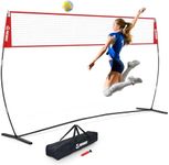 Patiassy 14ft Freestanding Volleyball Practice Net for Indoor or Outdoor Use, Height Adjustable Portable Volleyball Training Set for Backyard Driveway