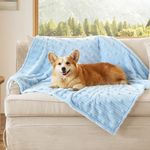 Bedsure Dog Blanket for Large Dogs Washable - Soft Fluffy Puppy Blanket with Premium 300GSM Coral Fleece, Cozy Calming Cat Blankets for Indoor Cats, Fuzzy Pet Blanket for Kitten Doggy, Blue, 40x50IN