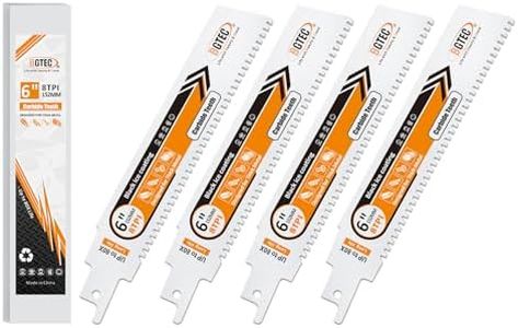 BGTEC Carbide Reciprocating Saw Blade for Hard Metal, Alloy Steel, Reinforcing Bars and Angles 6 Inch 8TPI, 4-Pack