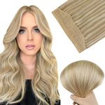 Easyouth Wire Hair Extensions Human Hair Highlight Blonde Wire Extensions Real Human Hair Blonde Wire Human Hair Extensions Fish Line Hair Invisible 12 Inch 70g