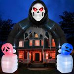 Danxilu 10 FT Giant Halloween Inflatable Archway Outdoor Decorations- Red Eye Grim Reaper Grasps The Ghost Build-in LEDs Blow Up Spooky Death Haunted Arch for Porch Garden Lawn Yard Holiday Party