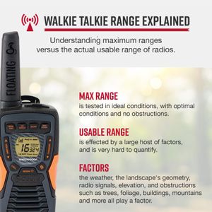 Cobra Floating Waterproof Walkie Talkies, 2-Pack – 12km Range, 16 Channels, Black