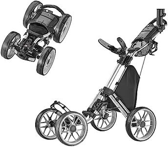 caddytek Caddycruiser One Version 8 - One-Click Folding 4 Wheel Golf Push Cart, Silver