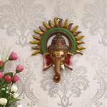 eCraftIndia Colorful Metal Sun Decorative Ganesha Wall Hanging- Lord Ganesha Statue Wall Art- Decorative Showpiece for Wall Decor- Diwali Decoration Items for Home Decor- Gift for Diwali Housewarming