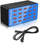 USB Charger Station,20-Port 100W/20A Multiple USB Charging Station,Multi Ports USB Charger Charging for Smartphones，Tablets，and Other USB Devices.(Blue)