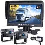 DVKNM Upgrade Dual Backup Camera Monitor Kit 7" HD 1080P Monitor IP69 Waterproof Rearview Reversing Rear View Camera for Truck Trailer Semi-Trailer Box Truck RV Pickup Truck Easy Installation (TZ102)