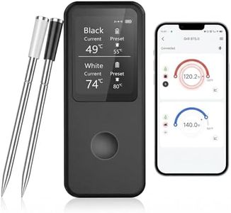 Berrcom 2.4 Inch Wireless Meat Thermometer with Dual Probes, Bluetooth Meat Thermometer with 500FT Range, 400°C Heat-Resistant Probe, Smart App with 12 Presets for Grilling BBQ Oven Smoker