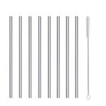 Cocktail Straws Short Reusable Metal Straws Stainless Steel with Cleaner Brush 160mm Long 6mm Wide for Cocktail Rock Gin Glass Coffee Cup Mason Jar Fruit Juice Box, Sliver-8pcs