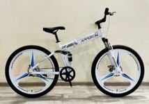 Appgrow Foldable Cycle White Dual disc Dual Suspension with Magnesium Alloy Wheels in Single Speed (Non Gear Cycle)