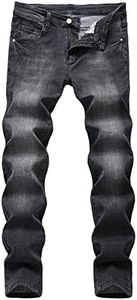 Qazel Vorrlon Men's Skinny Ripped Jeans Destroyed Distressed Pencil Pants TG003, Size 34