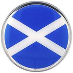 Fan Emblems Scottish Flag Car Decal (3" Round) • Clear Resin Coated Chrome Auto Sticker for Cars, Laptops, Most Smooth Surfaces • St. Andrew's Cross Gifts, Merchandise, Décor