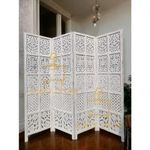 CRAFT DECOR Wooden Room Partition for Living Room with Stands, Wood Screen Separator and wooden Room Dividers, Studio Wall Panel 6 Feet for Living Room/Bedroom/Office/Restaurant(DISTRESS WHITE)