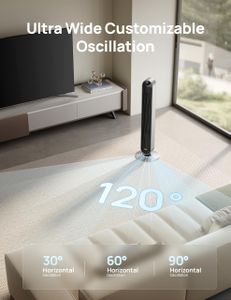 Dreo 42" Tower Fan with Remote – 12-Speed Bladeless Floor Fan, 120° Oscillation, Silent Timer for Bedroom, Home & Office