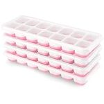 Ice Cube Trays 4 Pack, Airabc Silicone Ice Cube Trays with Removable Lid, Easy-Release Flexible 14-Cube Ice Trays, LFGB Certified and BPA Free, Stackable Ice Trays with Covers for Cocktail, Freezer