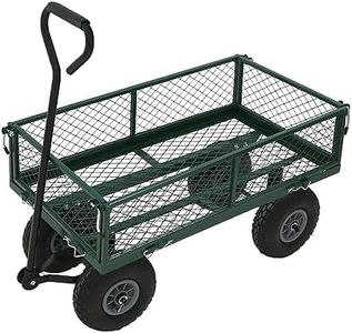 Oypla Heavy Duty Metal Gardening Trolley - Green Trailer Cart