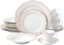 Joseph Sedgh Collection "Sandra" 20-Piece Bone China Dinnerware Set, Service for 4, Blush Pink and Gold