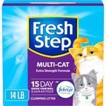 Fresh Step Multi-Cat Extra Strength Scented Litter with the Power of Febreze, Clumping Cat Litter, 14 Pounds (Package May Vary)