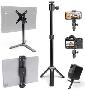 Kado Metal Portable Monitor Stand Tripod, 100x100mm 75x75mm Wall/Arm Mount Adapater Bracket Plate, 360° Ball Head and 1/4" Screw Compact for Phone, Tablet, Projector, Camera and Webcam