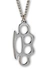 Brass Knuckles Polished Pewter Pendant Necklace