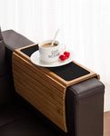 Bamboo Wood Sofa Arm Tray Table Anti-Slip Armrest Organizer Protector Drink Holder Coaster