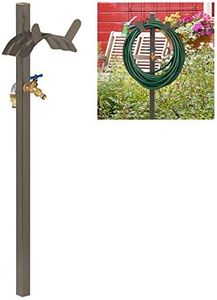 Relaxdays Fontana Portatubo, per Tubi 45 m, 2x Adattatori 1/2”, Alto 107,5 cm, Colonnina Giardino, Avvolgitubo, Marrone