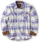 CQR Men's All Cotton Flannel Shirt, Long Sleeve Casual Button Up Plaid Shirt, Brushed Soft Outdoor Shirts, Plaid Cream Blue, L Tall