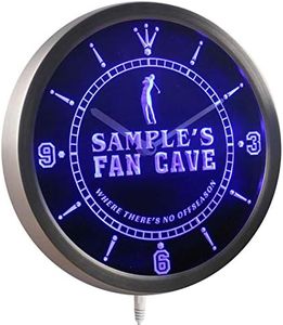 nctf-tm Name Personalized Custom Golf Fan Cave Man Room Bar Neon Sign LED Wall Clock