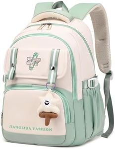 IvyH Sac A Dos pour Filles Adolescentes- Cartable Léger et Imperméable pour les Filles et les Garçons âgés de 9 à 18 ans, 21 litres, Sac D'école Décontracté avec Pendentif Mignon, Vert