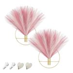 Pretty Jolly Boho Wall Decor, Wall-Mounted Metal Wall Decor, Hanging Artificial Pampas Display, Wall Art Living Room, Bedroom, Bathroom, Dining room, Plant Wall Decor 2 Pack,Ice Pink,Dark Pink,Gold