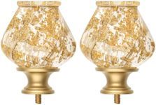 HOTOZON 2 Pack Bling Twisted Translucent Finials with Foils, Decorative Window Treatment Finials for 1 or 7/8 Inch Curtain Rods, Gold