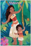 Disney Moana Plush Throw Blanket - Measures 46 x 60 Inches - Kids Super Soft Blue Watercolor Fleece Bedding