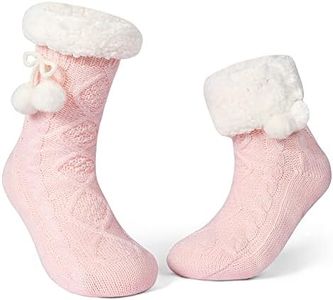 LEMZONE Women's Winter Slipper Socks Warm Cozy Fuzzy Fleece-lined Cabin Socks with Grippers