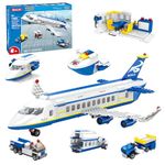 WINGIFT 491 Piece City Passenger Airplane Building Set, 6 IN1 Airplane Bricks Toy-Airbus, Creative Building Projects with Shuttle Bus, Baggage Truck, Top STEM Toy for Boy and Girl Ages 6 7 8+