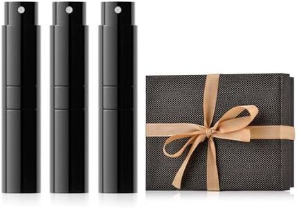 Travel Perfume Bottle Refillable for Cologne Atomizer - Stocking Stuffers for Men, Christmas Gift Set for Adult, White Elephant Gifts for Teens Girls, Thanksgiving Day, Birthday for Women 3PCS Black