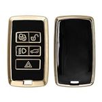 kwmobile Key Cover Compatible with Jagar Range Rover E-Pace I-Pace 5-Buttons - Car Key Fob Case Protector - Black/Gold