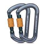 Climbing Carabiners, Auto Locking Carabiner Clips Heavy Duty for Rock Climbing, Camping, Dog Leash, Hammock, Swing, Water Bottle (28KN-2Pack)