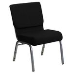 Flash Furniture Hercules Series 21''W Stacking Church Chair in Black Fabric - Silver Vein Frame