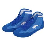 Kids Wrestling Shoes Boys Girls Boxing Shoes High Top Wrestling Training Shoes Boots Competition Fitness Sneakers, Blue, 13 Little Kid