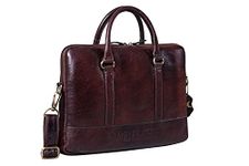 BRAND LEATHER Men - Genuine Leather Mini Laptop Messenger Bags Notebook/Chromebook [Brown]