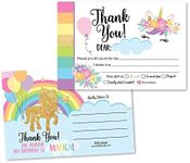 25 Unicorn Neon Rainbow Fill In The Blank Thank You Cards, Magic Star Faux Glitter Themed Bday Party Notes, Slumber Party Girls Adult or Children Birthday, Sparkling Supplies Cloud Sparkle Glow