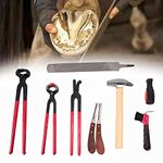 lukar 8PCS Horse Hoof Trimmers Farrier Tools Kit, Includes Horse Hoof Nipper, Horseshoe Cutting Pliers, Hoof Nail Clincher, Hoof Hammer, Hoof Knife, Rasp File, Horseshoe Brush