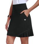 MoFiz Women Pleated Golf Skort Skirts with Pocket Running Gym Athletic Casual Walking Tennis Skirts Black 1,XL
