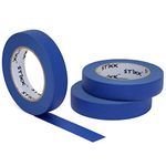 3pk 1" x 60yd STIKK Blue Painters Tape 14 Day Clean Release Trim Edge Finishing Masking Tape (.94 IN 24MM) (3 Pack)
