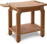 ETECHMART HIPS Shower Bench Seat, Shower Stool for Inside Shower, Bathroom Bench with Storage for Shaving Legs, Waterproof Bath Chair（Teak）